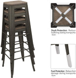 Homall Metal Bar Stool 30'' Indoor Outdoor Stackable Barstools Modern Industrial Square Wood Top Bar Stools Set of 4