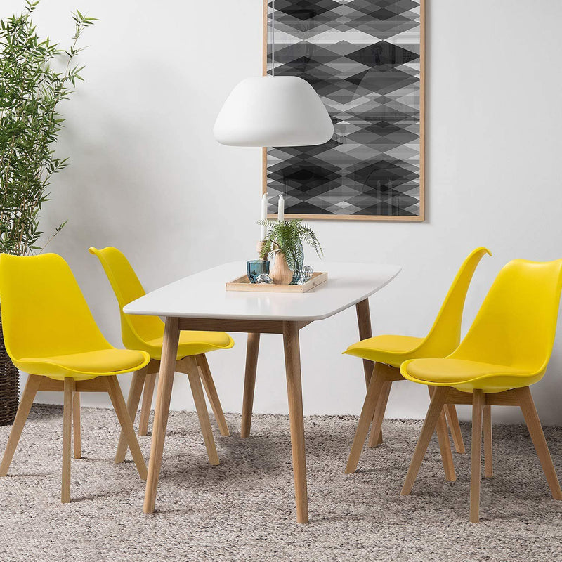 Homall Mid Century Modern DSW Dining Chair Upholstered Side with Beech Wood Legs and Soft Pad, Set of 4