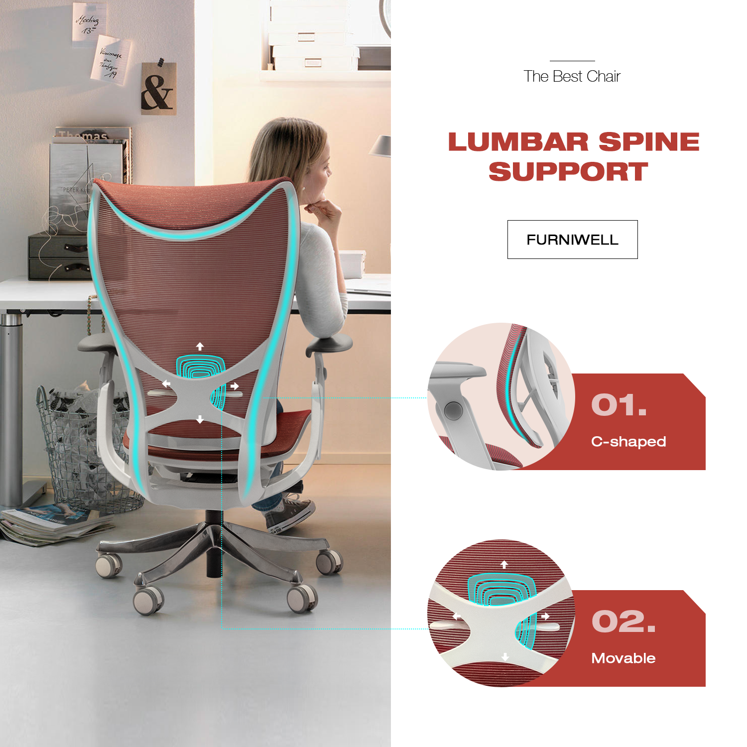 Furniwell Ergonomic Office Chair Red