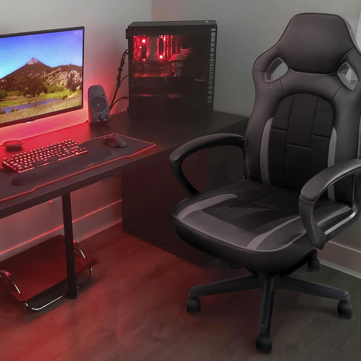 Homall Gaming Chair Ergonomic Executive Office Desk Chair High Back Leather Swivel Computer Racing Chair with Lumbar Support
