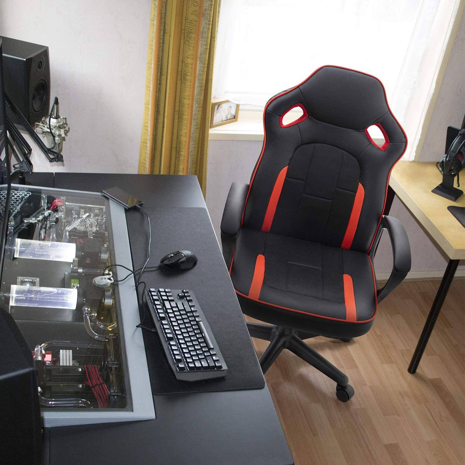 Homall Gaming Chair Ergonomic Executive Office Desk Chair High Back Leather Swivel Computer Racing Chair with Lumbar Support