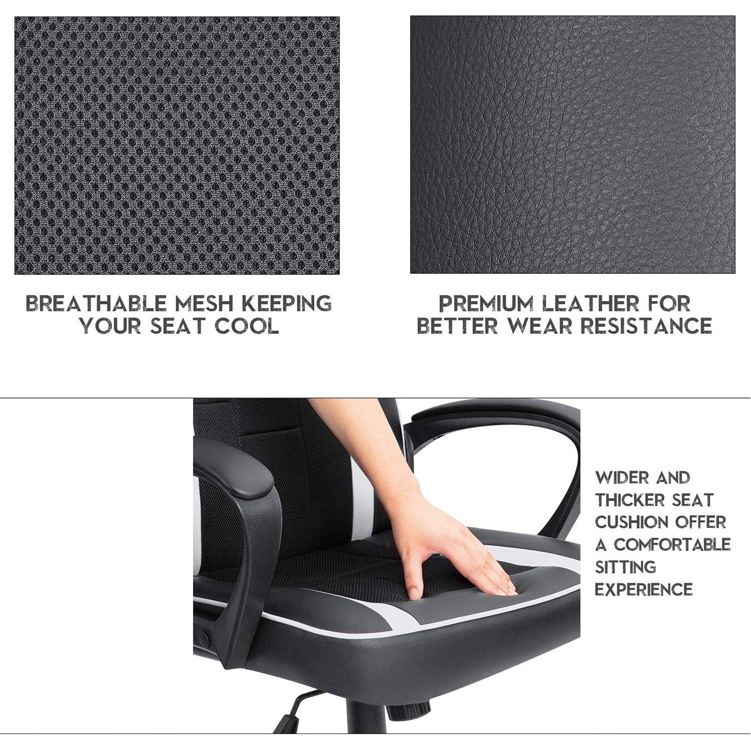 Homall Gaming Chair Ergonomic Executive Office Desk Chair High Back Leather Swivel Computer Racing Chair with Lumbar Support