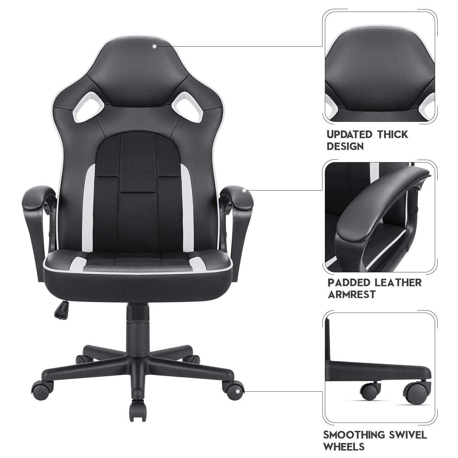 Homall Gaming Chair Ergonomic Executive Office Desk Chair High Back Leather Swivel Computer Racing Chair with Lumbar Support