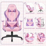 Homall Pink Gaming Chair High Back Leather Executive Adjustable Swivel Girl Gamer Chair with Headrest and Lumbar Support