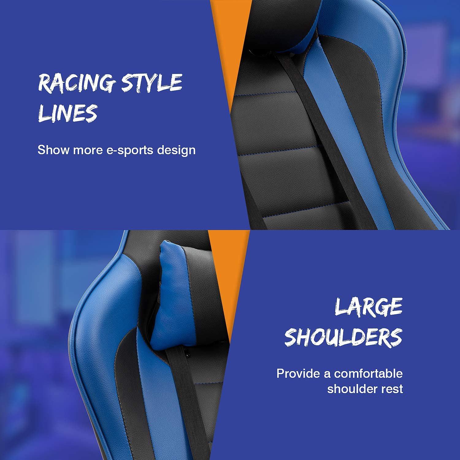Homall Gaming Chair High-Back PU Leather Racing Chair Ergonomic Computer Desk Executive Home Office Chair with Headrest and Lumbar Support