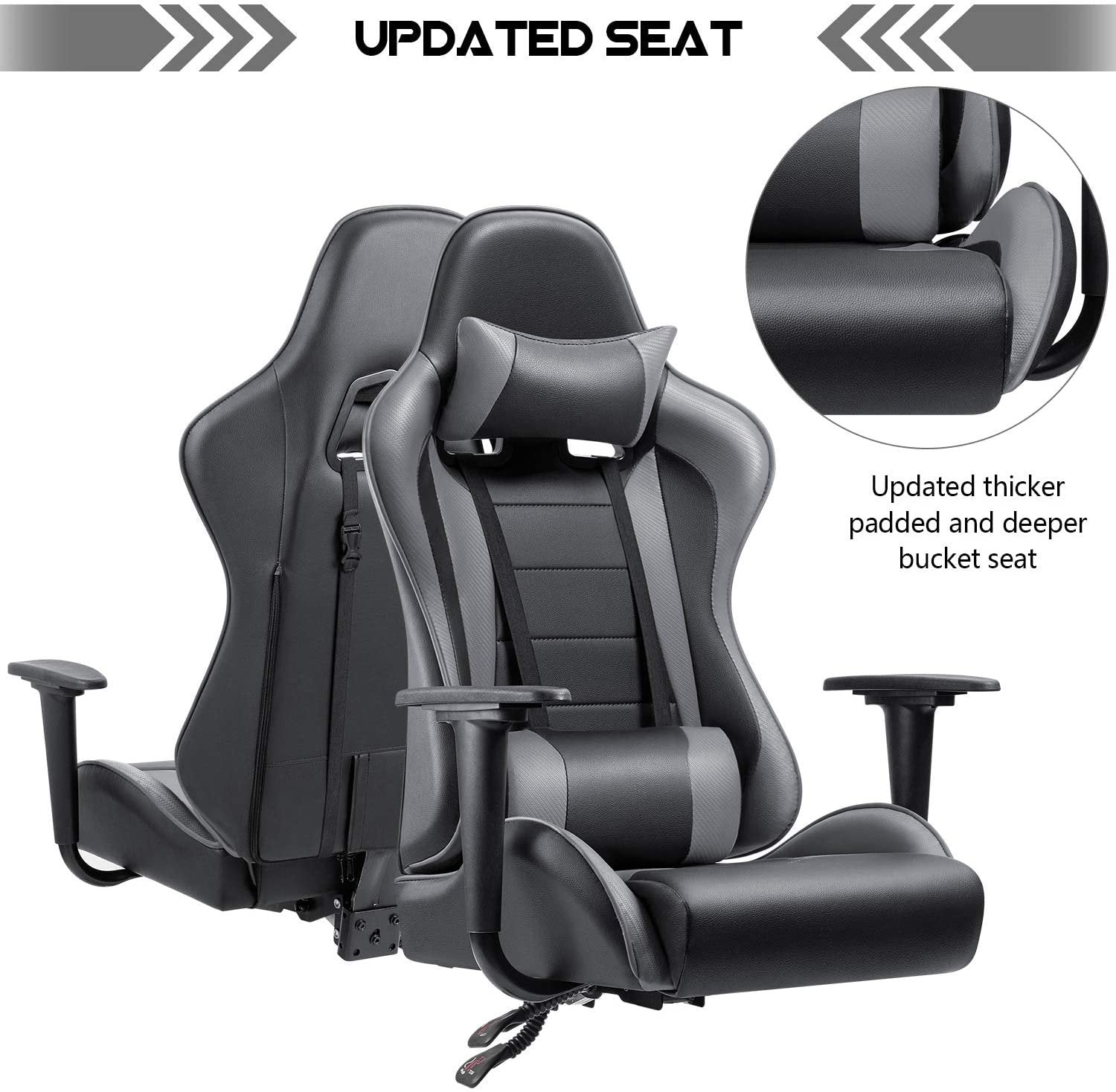 Homall Gaming Chair High-Back PU Leather Racing Chair Ergonomic Computer Desk Executive Home Office Chair with Headrest and Lumbar Support