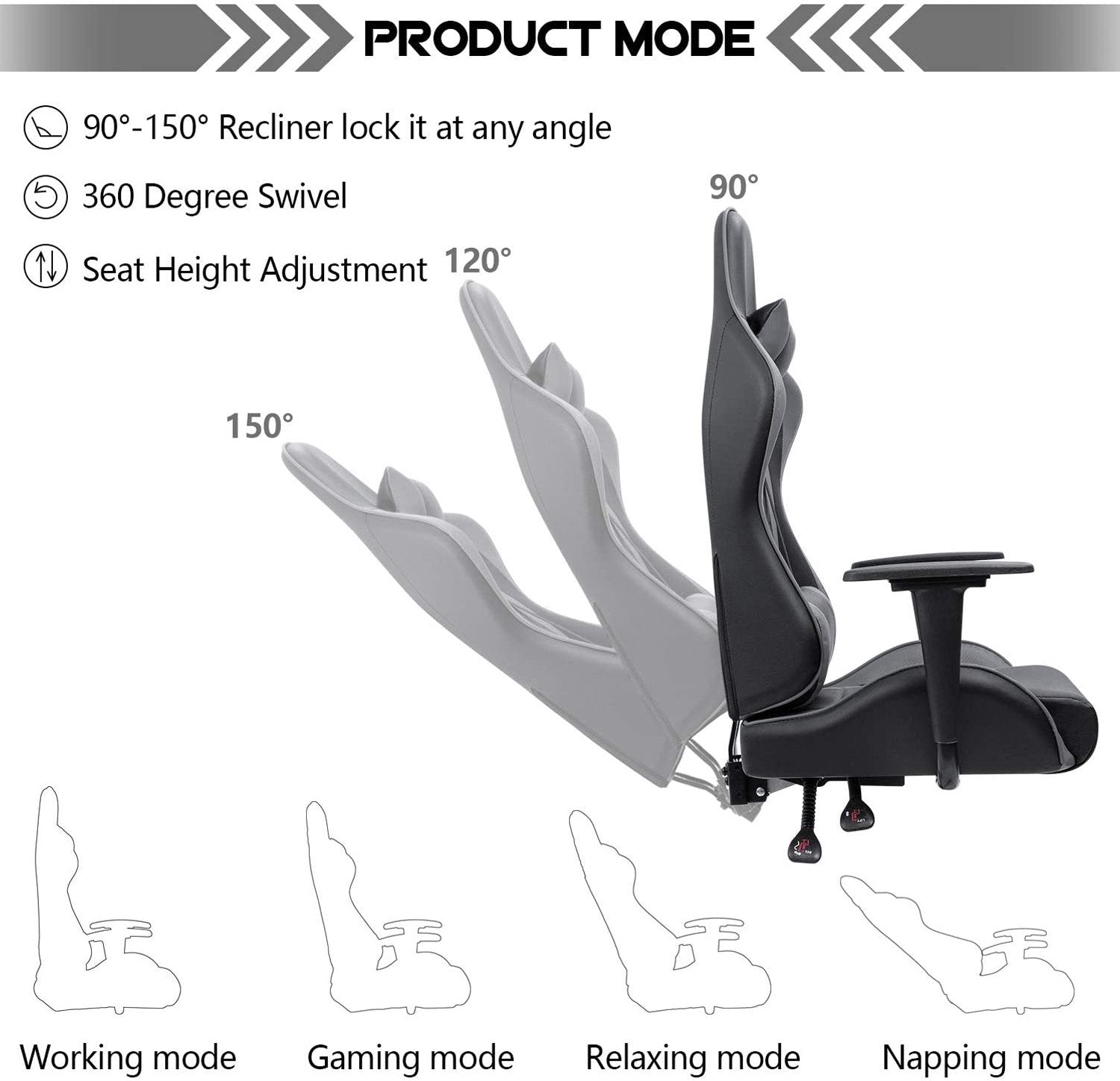 Homall Gaming Chair High-Back PU Leather Racing Chair Ergonomic Computer Desk Executive Home Office Chair with Headrest and Lumbar Support