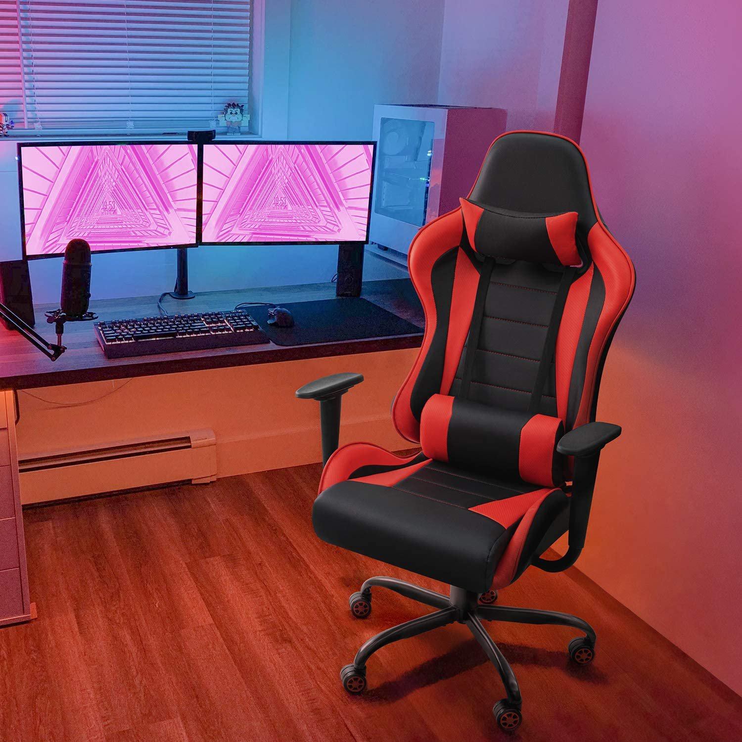 Homall Gaming Chair High-Back PU Leather Racing Chair Ergonomic Computer Desk Executive Home Office Chair with Headrest and Lumbar Support