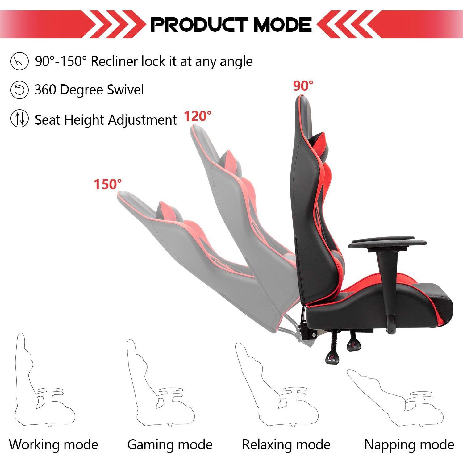 Homall Gaming Chair High-Back PU Leather Racing Chair Ergonomic Computer Desk Executive Home Office Chair with Headrest and Lumbar Support