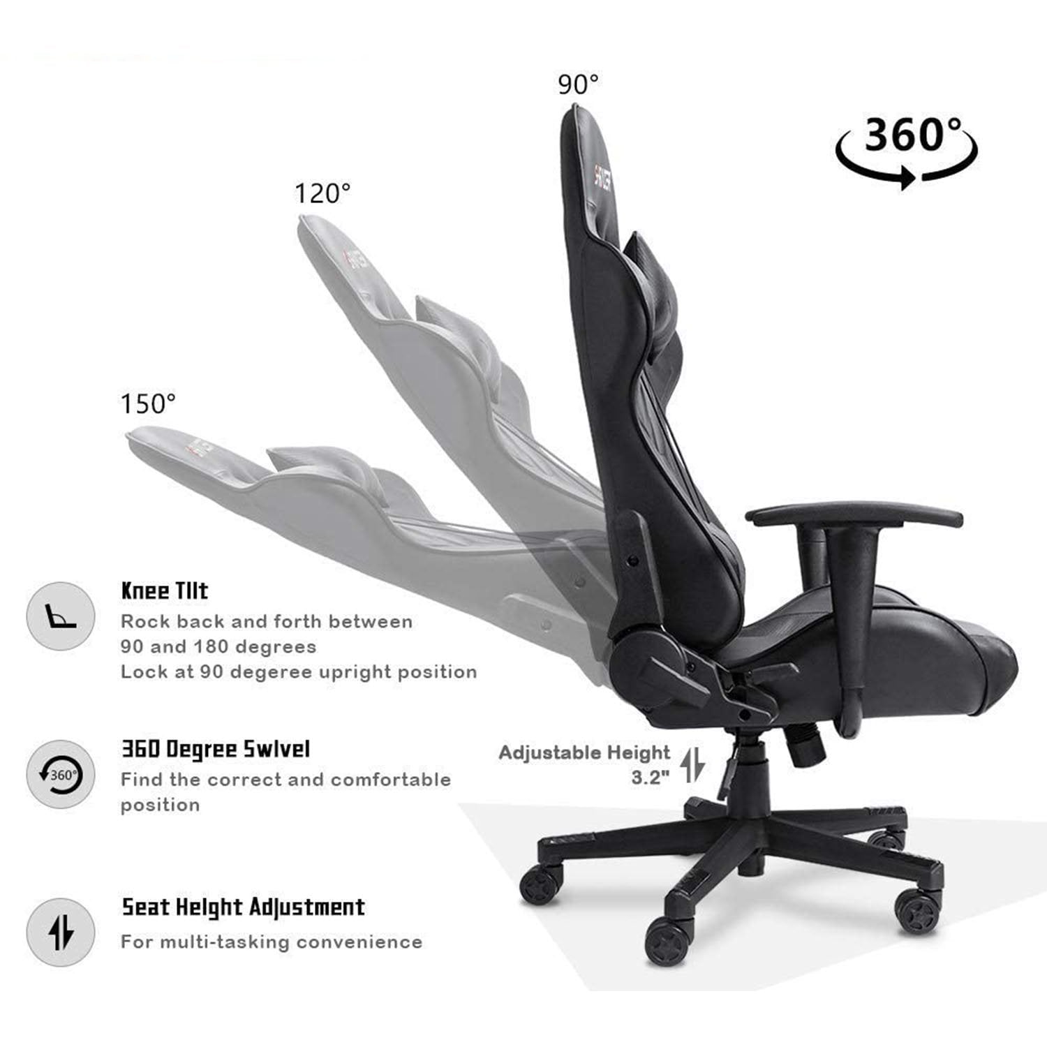 Homall Gaming Chair Racing Chair Computer Desk Chair with Headrest and Lumbar Support