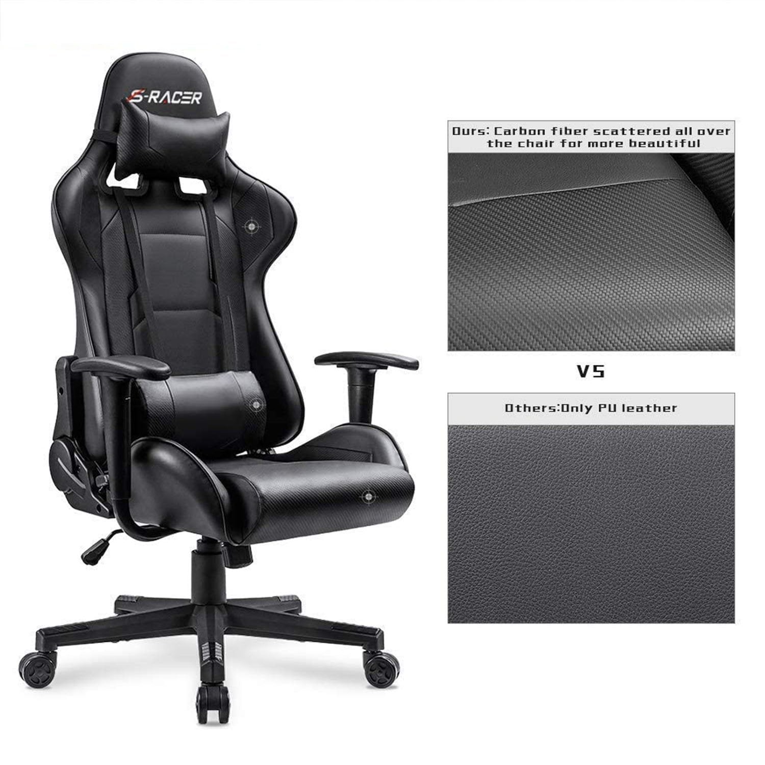Homall Gaming Chair Racing Chair Computer Desk Chair with Headrest and Lumbar Support