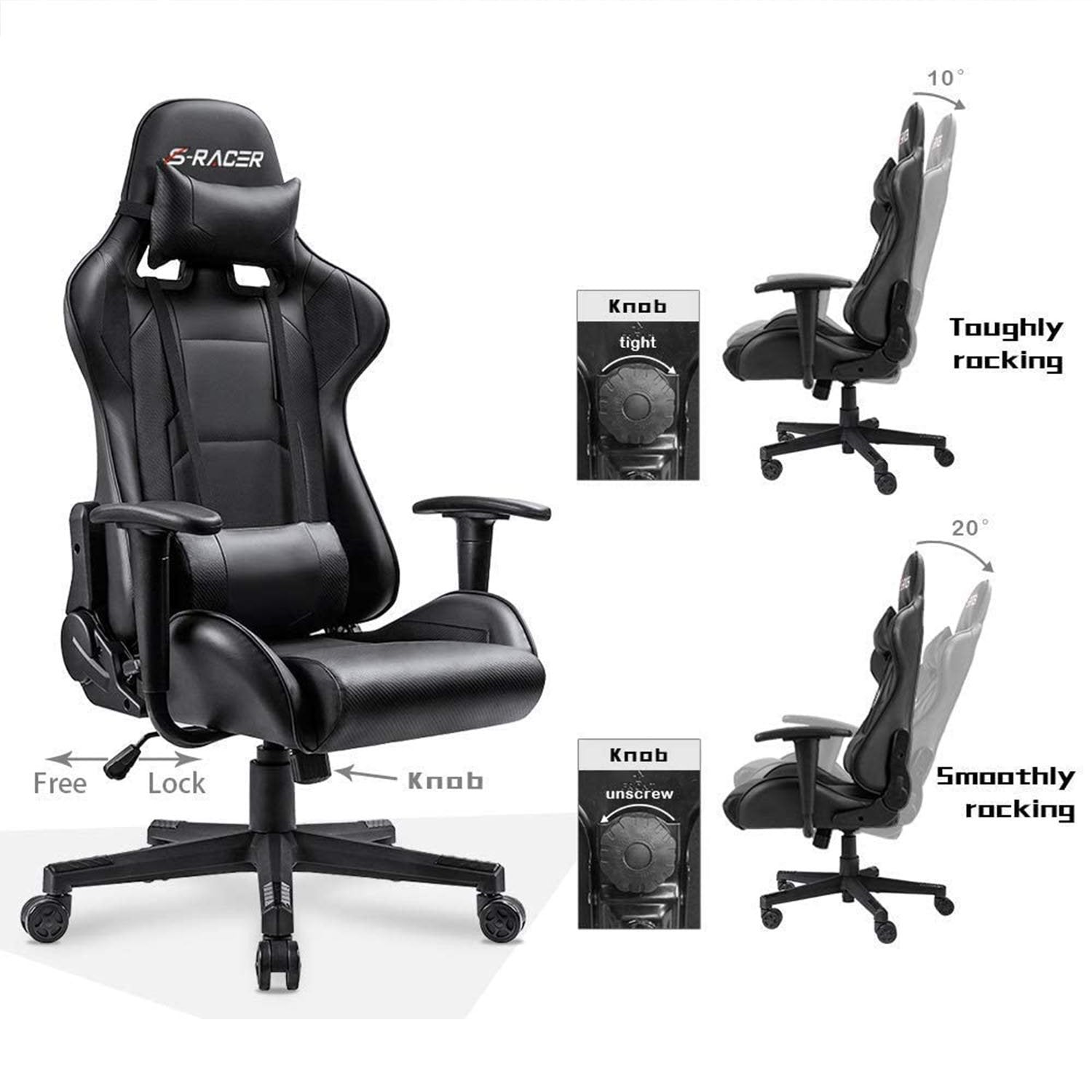 Homall Gaming Chair Racing Chair Computer Desk Chair with Headrest and Lumbar Support