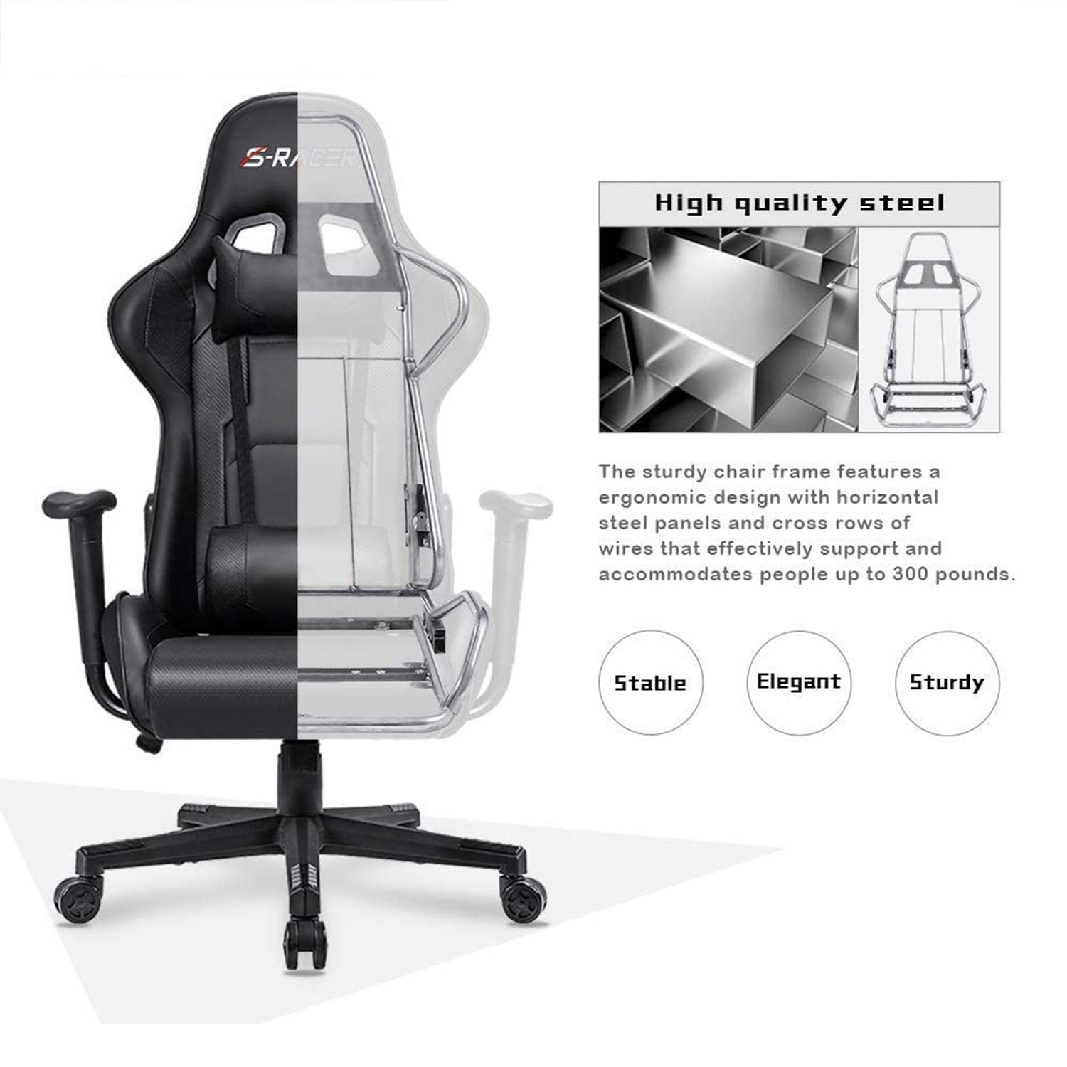 Homall Gaming Chair Racing Chair Computer Desk Chair with Headrest and Lumbar Support