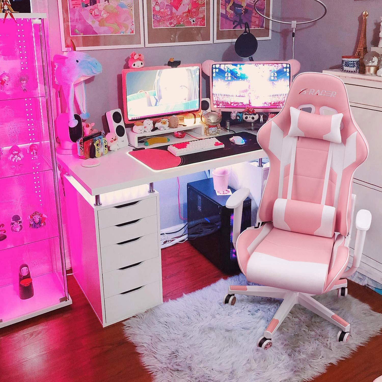 Homall Gaming Chair Racing Chair Computer Desk Chair with Headrest and Lumbar Support