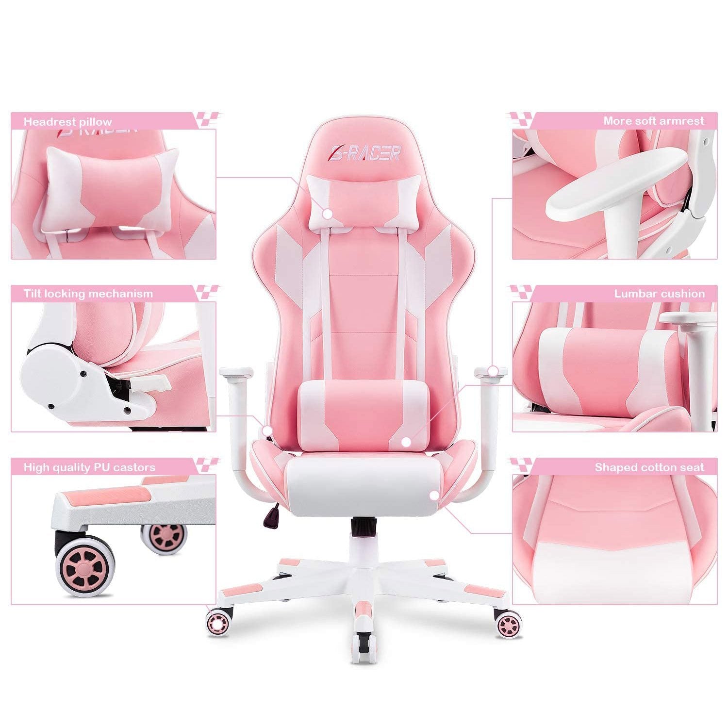 Homall Gaming Chair Racing Chair Computer Desk Chair with Headrest and Lumbar Support