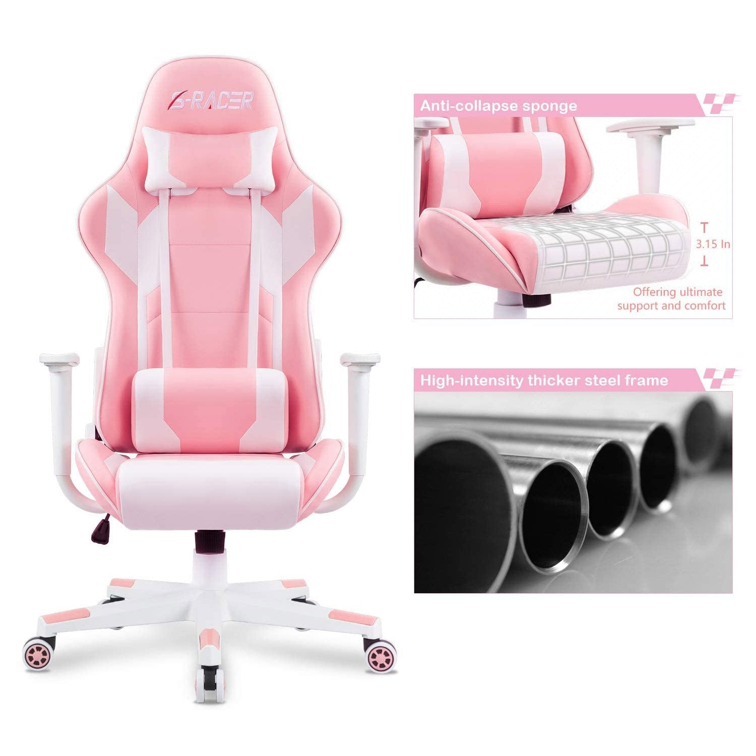Homall Gaming Chair Racing Chair Computer Desk Chair with Headrest and Lumbar Support