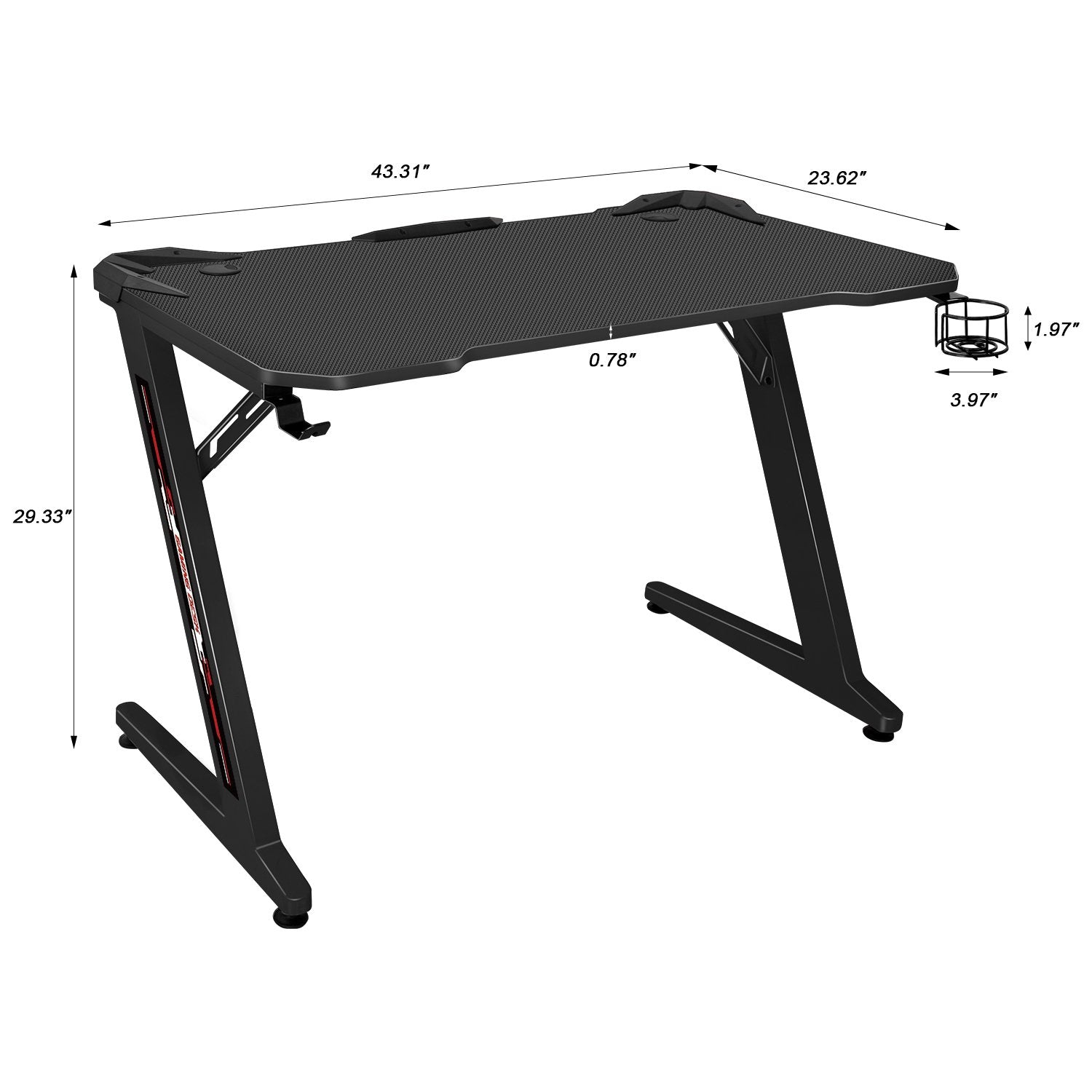 Homall Gaming Desk 44” Gaming Table Z Shape Gamer WorkStation