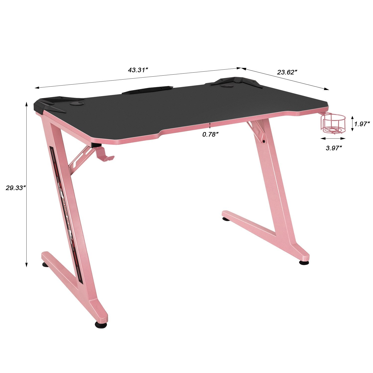 Homall Gaming Desk 44” Gaming Table Z Shape Gamer WorkStation