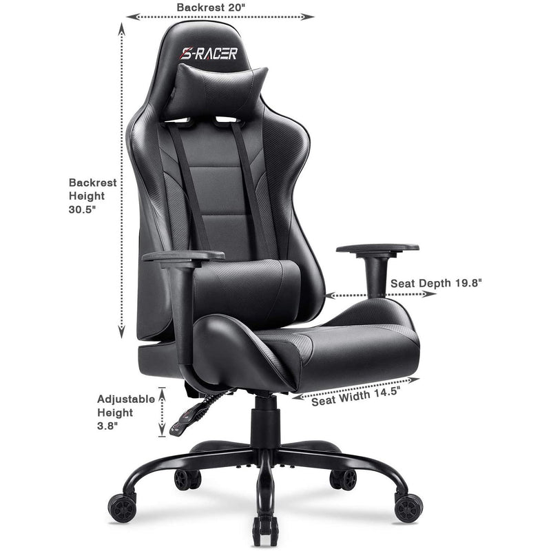 Homall Gaming Chair Office Chair High Back Racing Computer Chair PU Leather Adjustable Seat Height Swivel Chair Ergonomic Executive Chair with Headrest