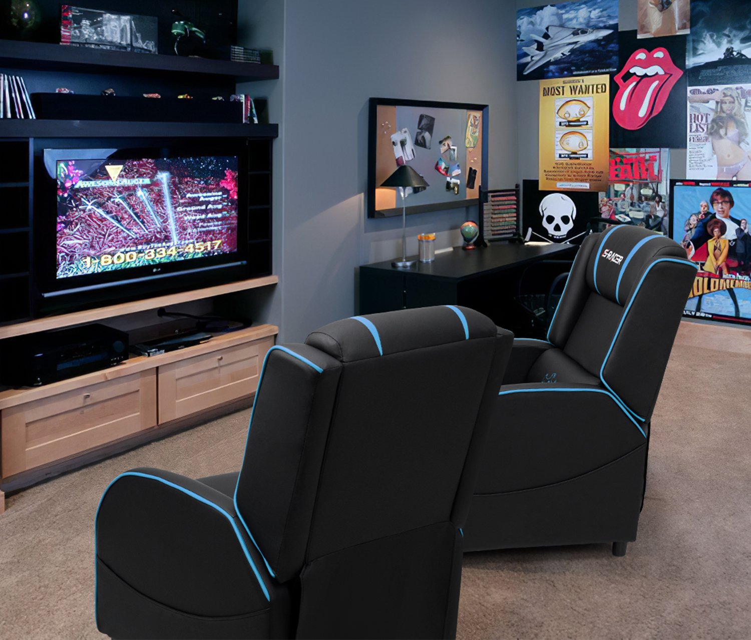Homall Gaming Recliner Chair PU Leather, Home Theater Seating