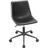 Homall Mid Back Task Chair Leather Adjustable Swivel Office Chair Bucket Seat Armless Computer Chair Modern Low Back Desk Conference Chair