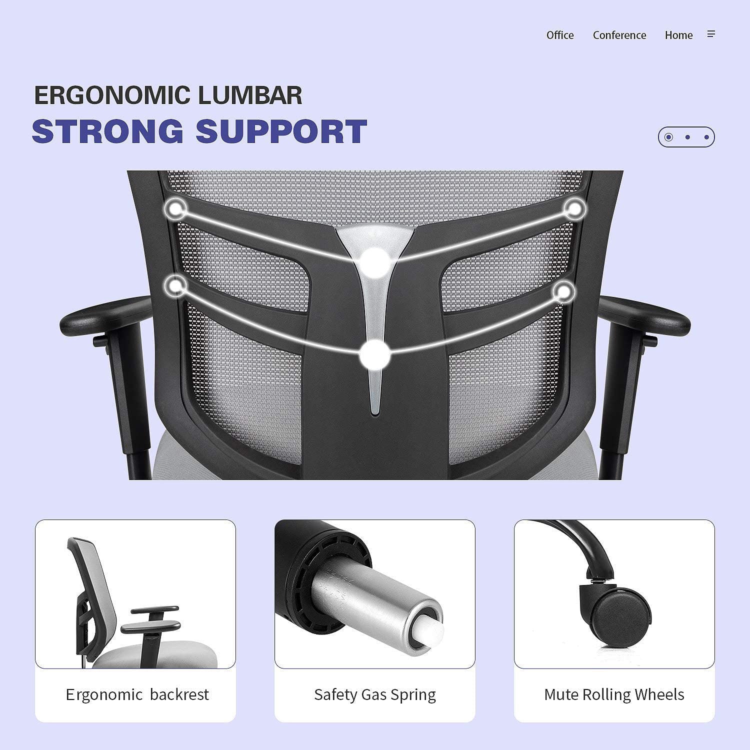 Homall Mesk Office Chair with Adjustable Armrests, Swivel Conference Chair