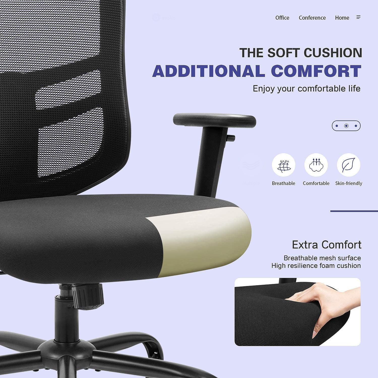 Homall Mesk Office Chair with Adjustable Armrests, Swivel Conference Chair