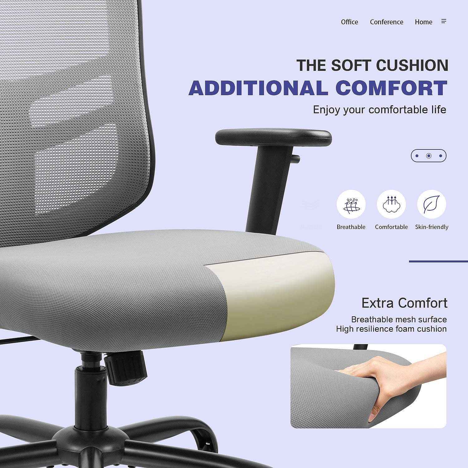 Homall Mesk Office Chair with Adjustable Armrests, Swivel Conference Chair