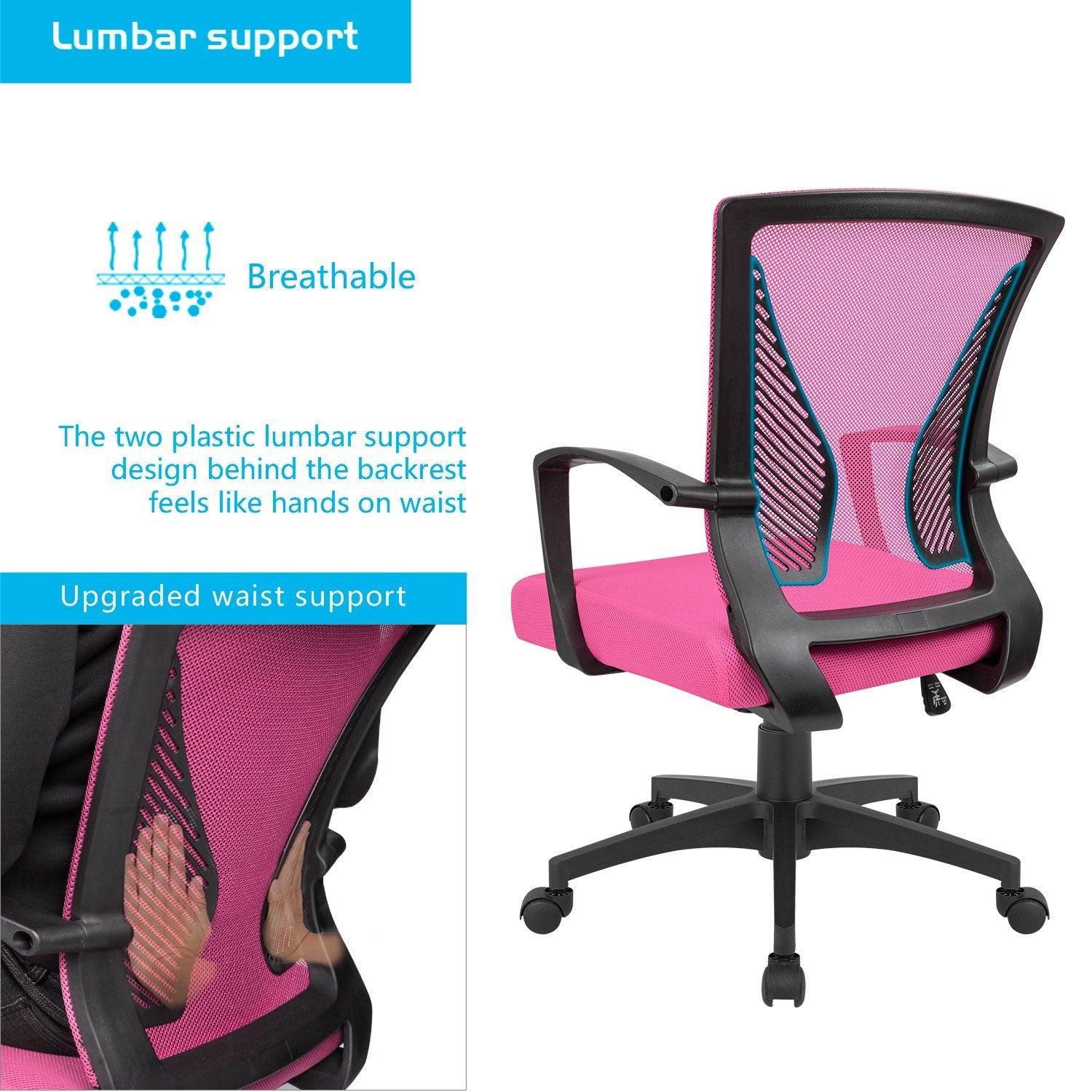 Homall Office Chair Mid Back Swivel Lumbar Support Desk Chair, Computer Ergonomic Mesh Chair with Armrest