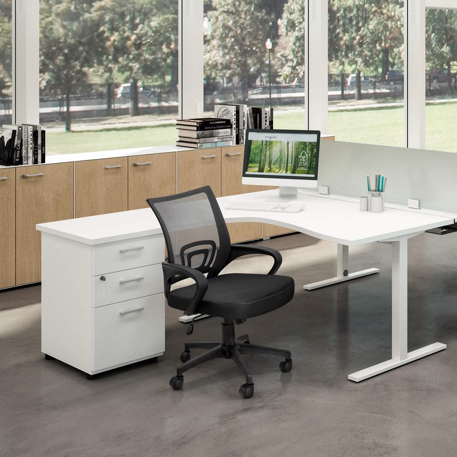 Homall Office Chair Ergonomic Mid Back Swivel Mesh Chair Height Adjustable Lumbar Support Computer Desk Chair with Armrest