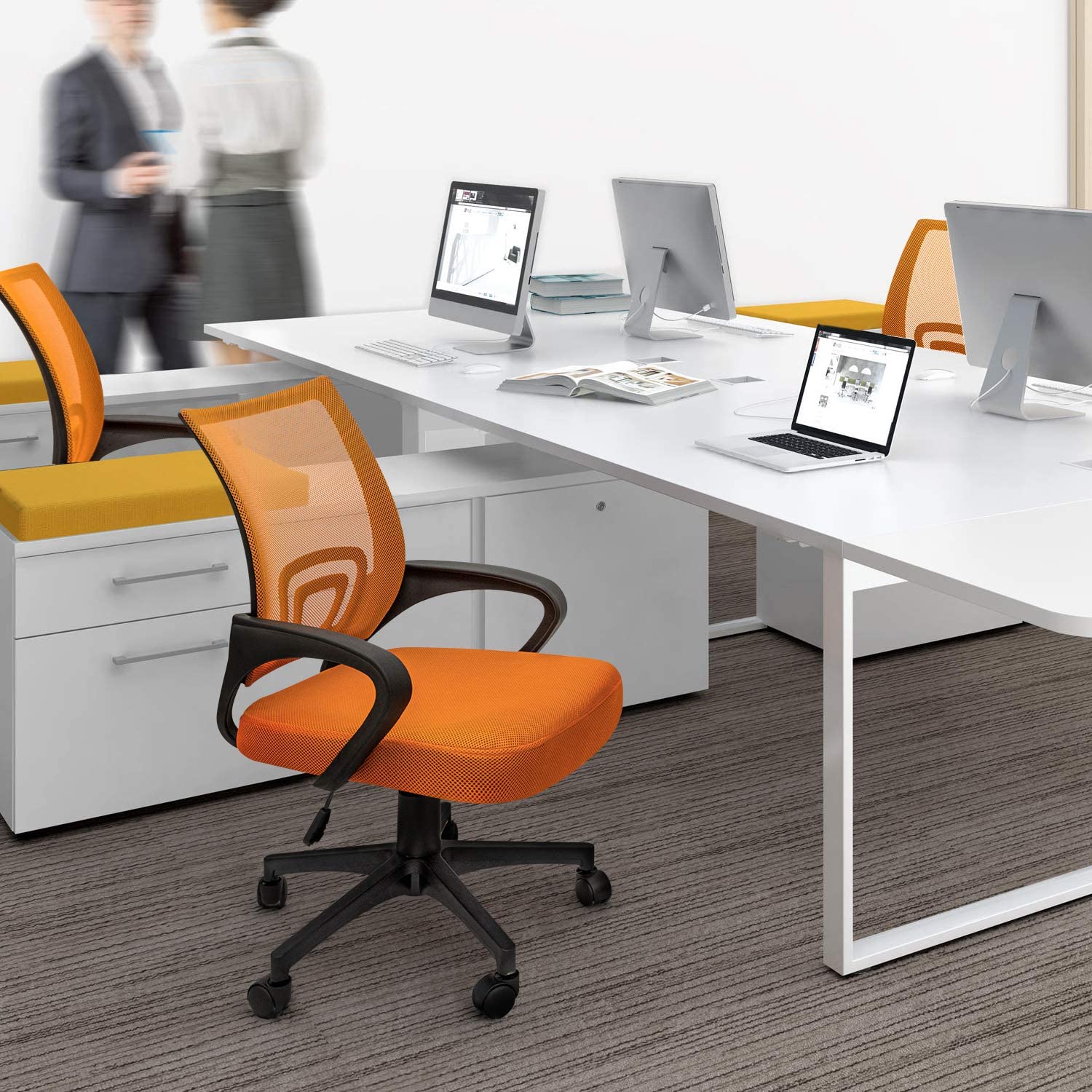 Homall Office Chair Ergonomic Mid Back Swivel Mesh Chair Height Adjustable Lumbar Support Computer Desk Chair with Armrest