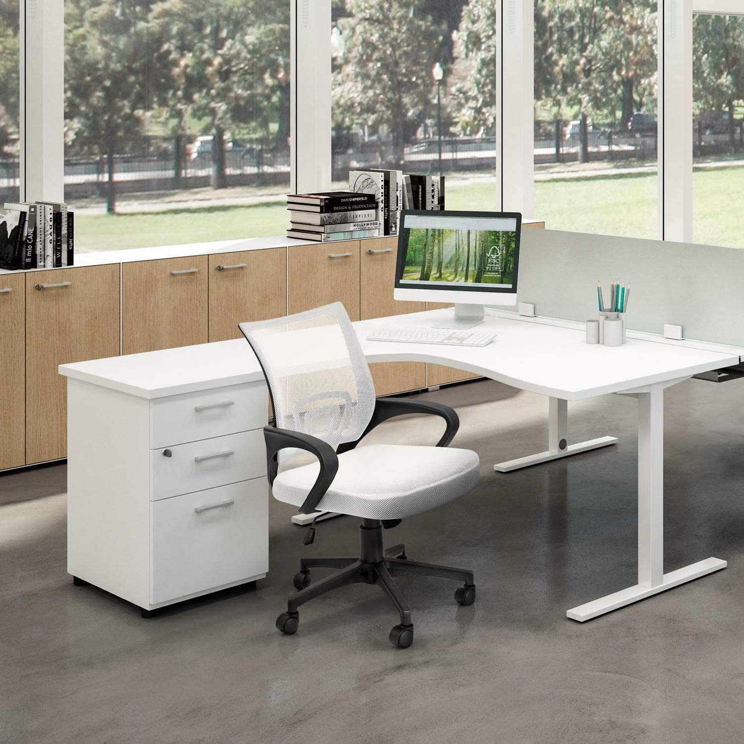Homall Office Chair Ergonomic Mid Back Swivel Mesh Chair Height Adjustable Lumbar Support Computer Desk Chair with Armrest