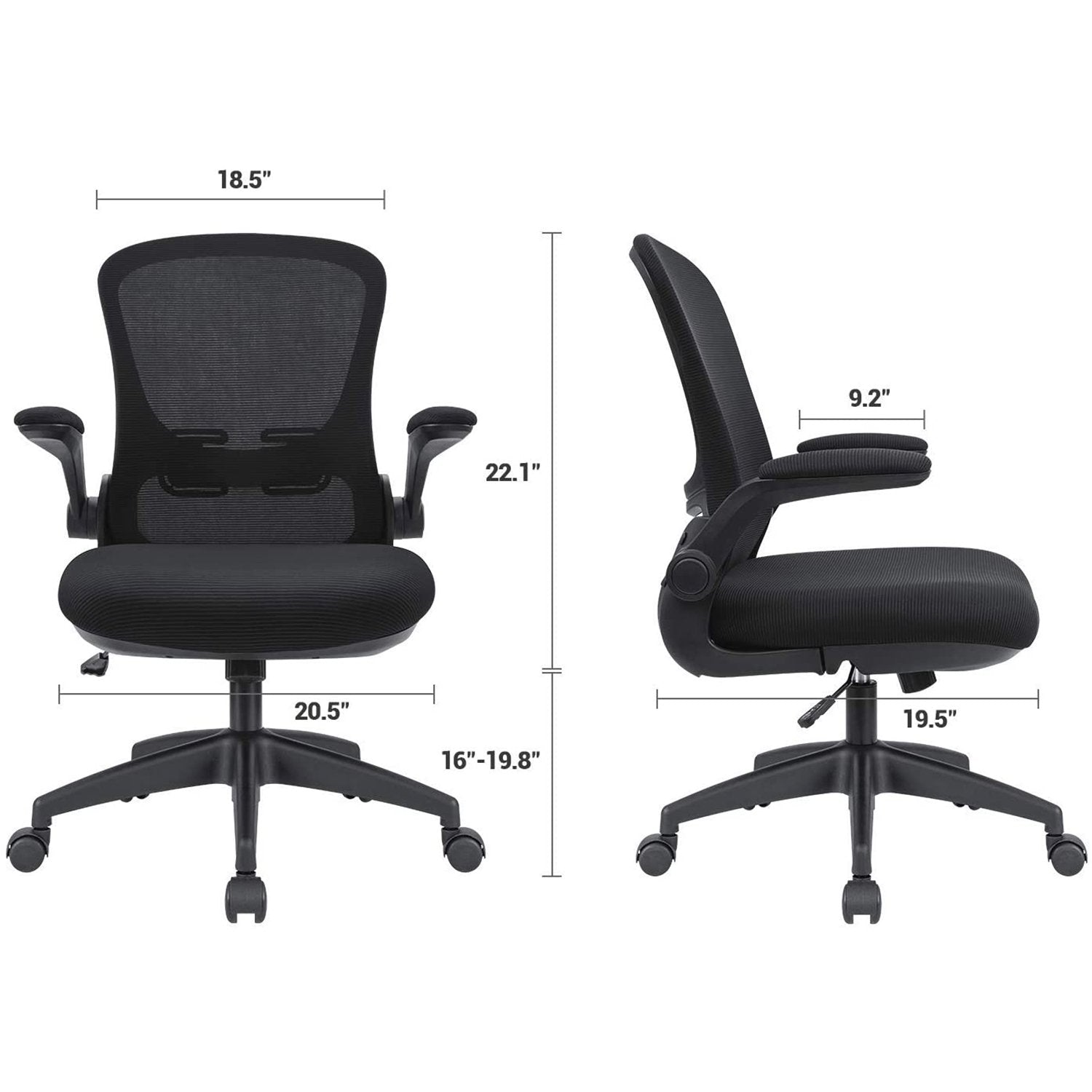 Homall Office Desk Chair Ergonomic Mesh Chair with Flip-up Arms and Adjustable Height