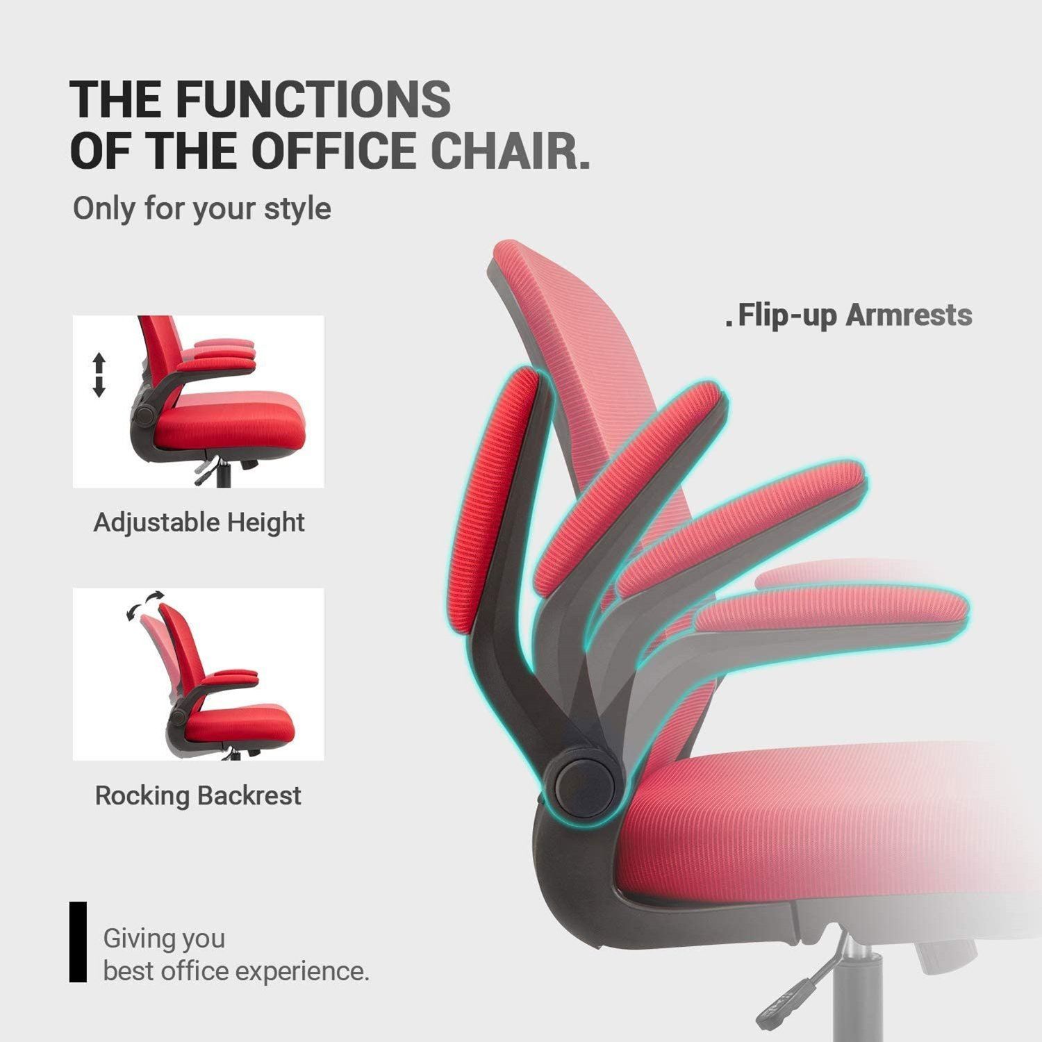 Homall Office Desk Chair Ergonomic Mesh Chair with Flip-up Arms and Adjustable Height
