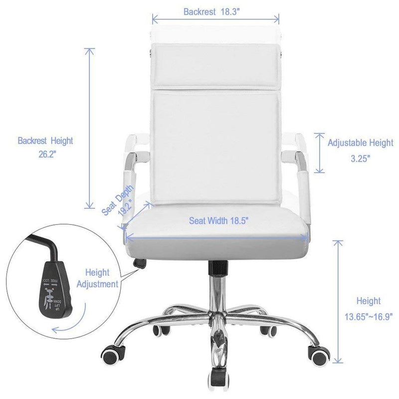 Homall Office Desk Chair Mid-Back Computer Chair Leather Executive Adjustable Swivel Task Chair Conference Chair with Armrests