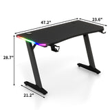 Homall RGB LED Lights Gaming Desk, With Light Remote Control and Cup Holder, Headphone Hook