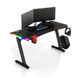 Homall RGB LED Lights Gaming Desk, With Light Remote Control and Cup Holder, Headphone Hook