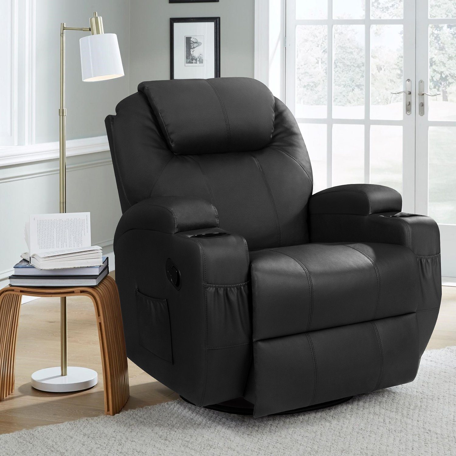 Homall PU Leather Swivel rocker Recliner Chair Electric Massage Recliner