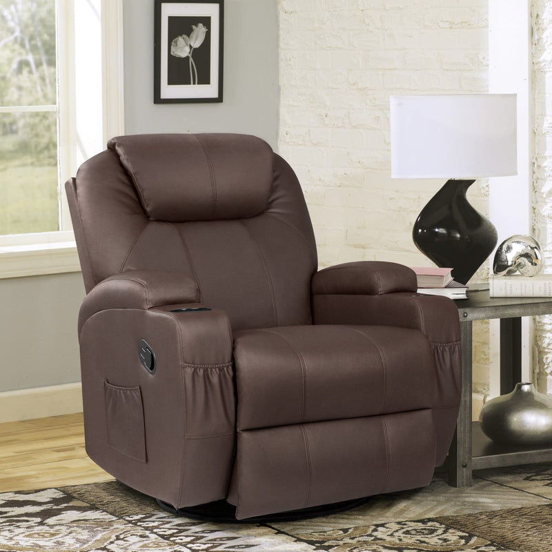 Homall PU Leather Swivel rocker Recliner Chair Electric Massage Recliner