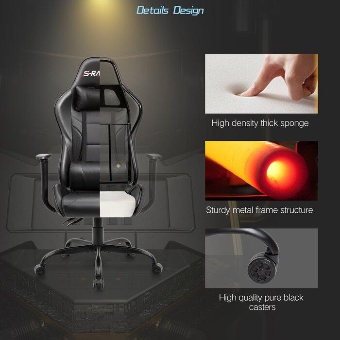 Homall Gaming Chair Office Chair High Back Racing Computer Chair PU Leather Adjustable Seat Height Swivel Chair Ergonomic Executive Chair with Headrest