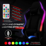 Homall Gaming Chair RGB Lighting High Back Computer Chair PU Leather Desk Chair PC Racing LED Ergonomic Adjustable Swivel Task Chair