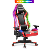 Homall Gaming Chair RGB Lighting High Back Computer Chair PU Leather Desk Chair PC Racing LED Ergonomic Adjustable Swivel Task Chair