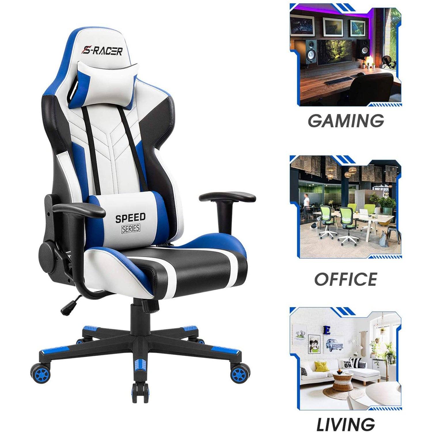 Homall Gaming Chair S-racer Chair Ergonomic High Back Computer Chair PU Leather Racing Chair-