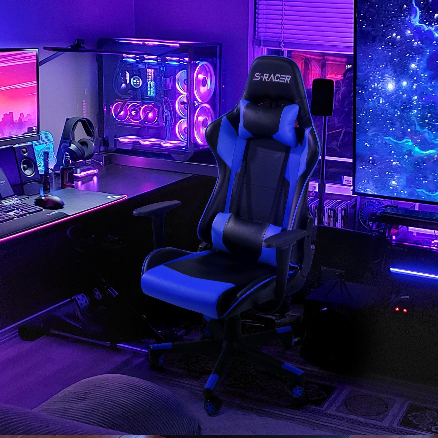 Homall Gaming Chair Racing Chair Computer Desk Chair with Headrest and Lumbar Support