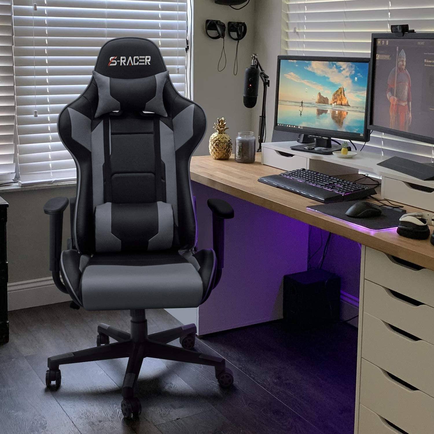 Homall Gaming Chair Racing Chair Computer Desk Chair with Headrest and Lumbar Support
