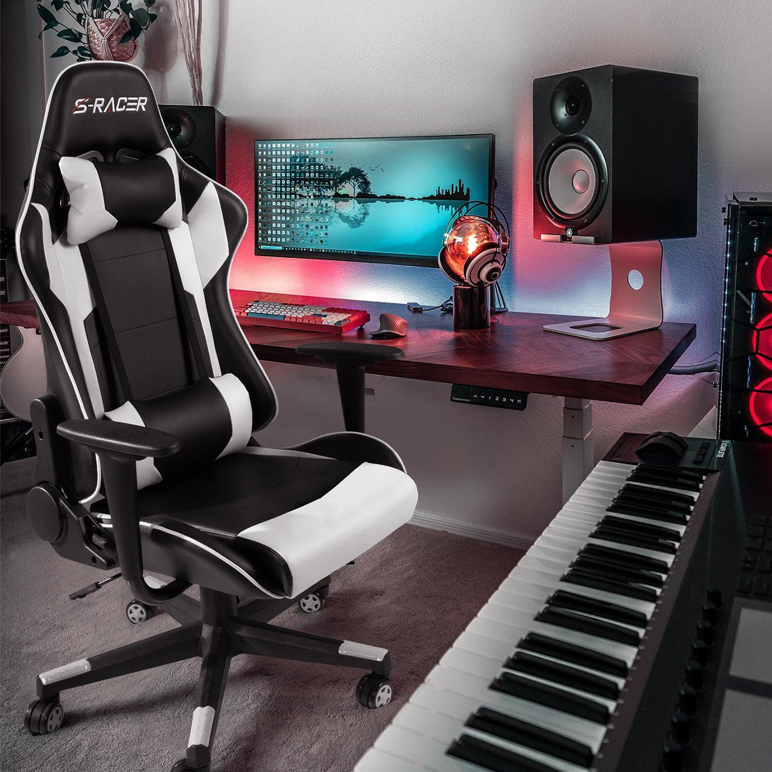 Homall Gaming Chair Racing Chair Computer Desk Chair with Headrest and Lumbar Support