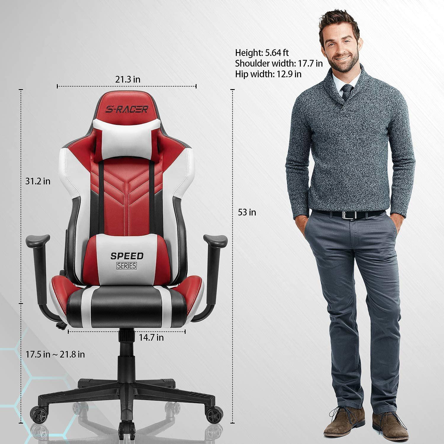 Homall Gaming Chair S-racer Chair Ergonomic High Back Computer Chair PU Leather Racing Chair-