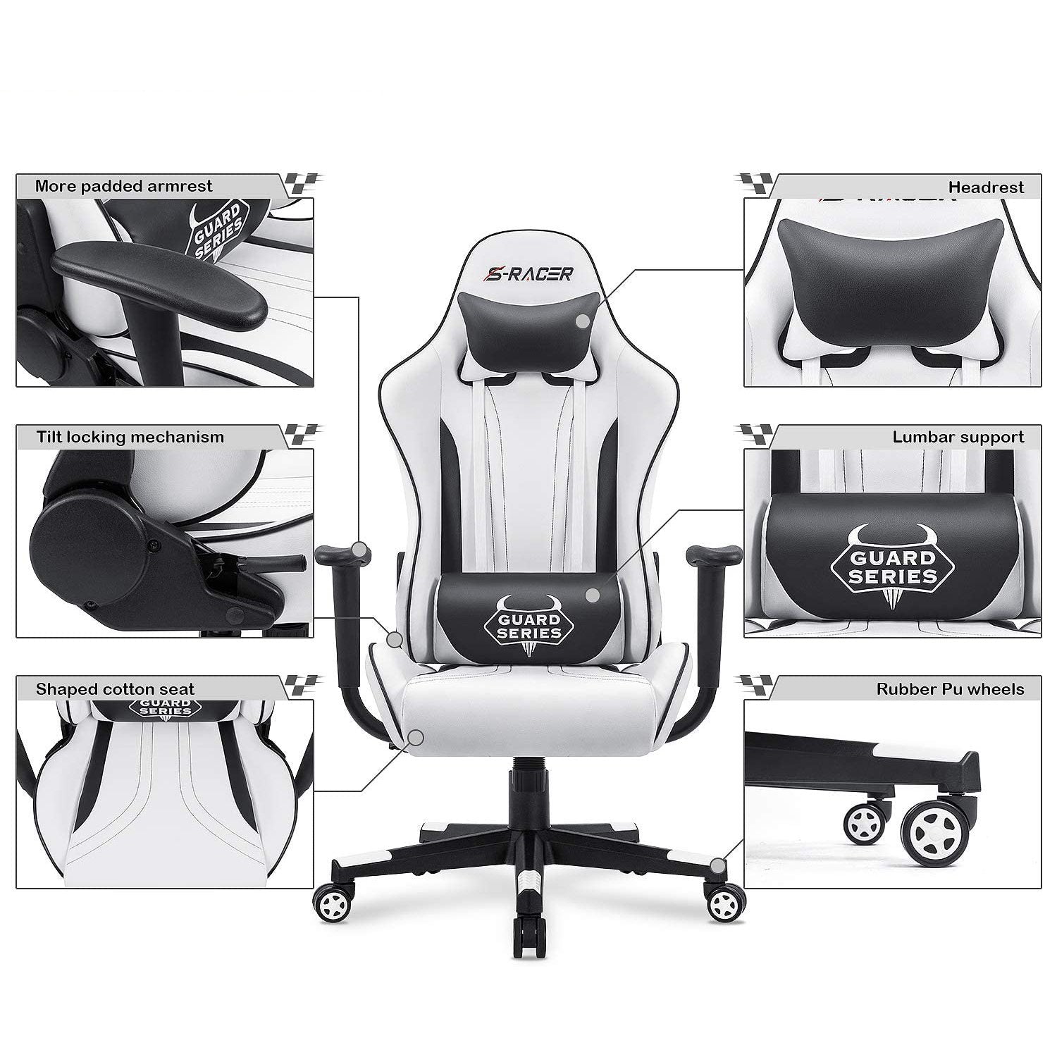 Homall Gaming Chair S-racer Rocking Chair High Back Racing Computer Chair