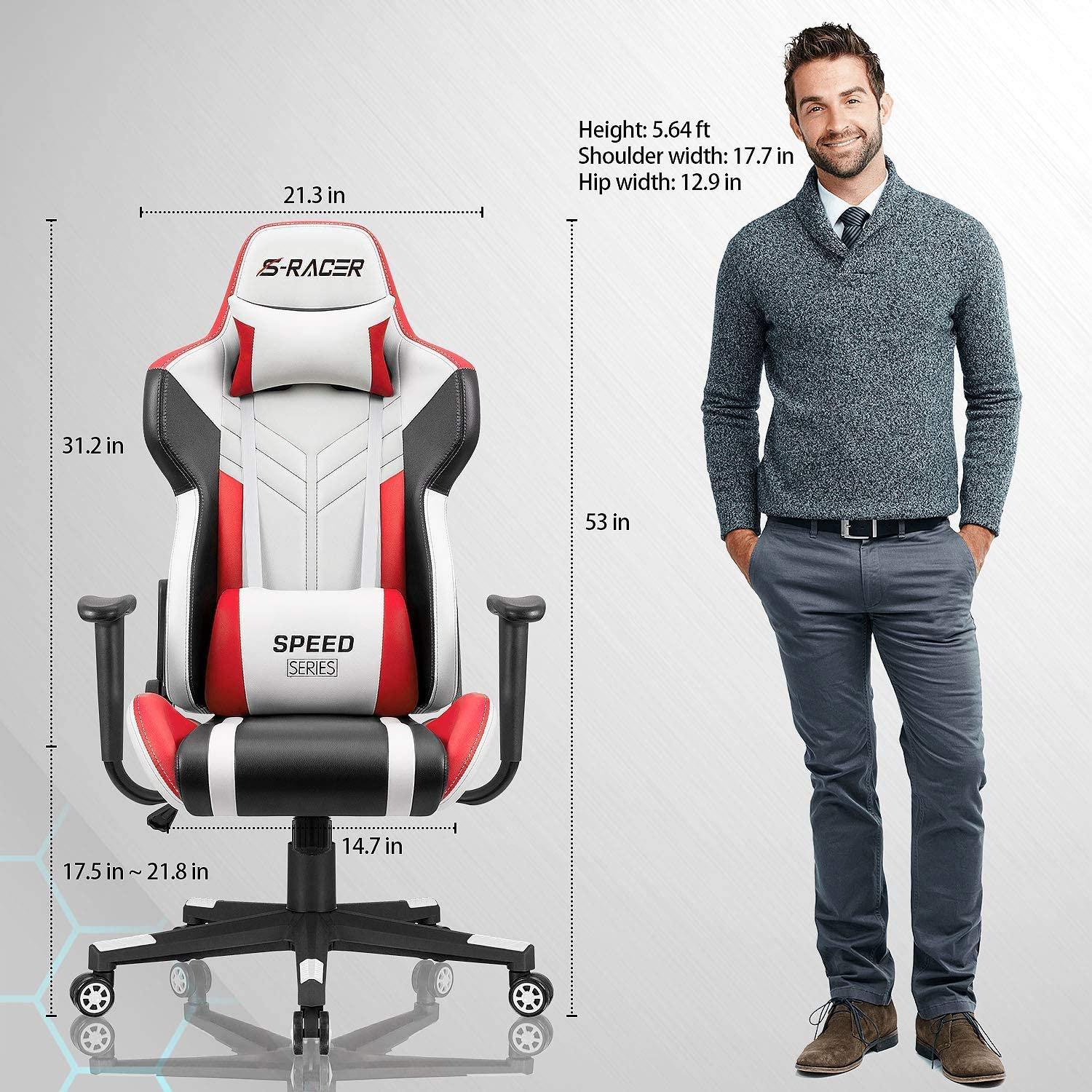 Homall Gaming Chair S-racer Chair Ergonomic High Back Computer Chair PU Leather Racing Chair-