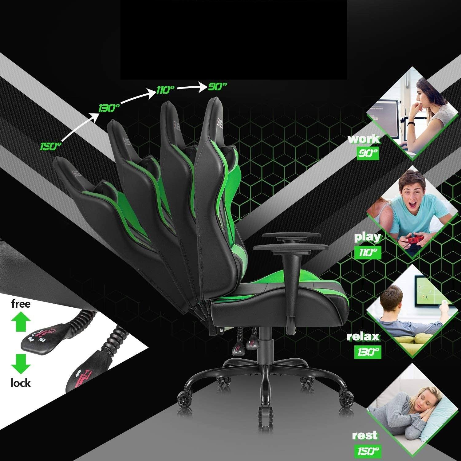 Homall Gaming Chair Office Chair High Back Racing Computer Chair PU Leather Adjustable Seat Height Swivel Chair Ergonomic Executive Chair with Headrest